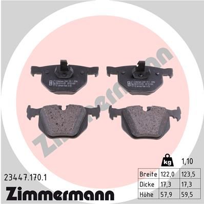 23447.170.1_колодки дисковые !задн. 122x58x17 \ BMW X5 (E70/F15) 2.0D-3.0D 07>/X6(E71-F16) 3.0-3.0D