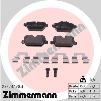 23623.170.3_колодки дисковые !задн. 95x45x17 \BMW E81/E87/E90 1.6i-2.0i/1.6D/1.8D 04>,Mini Cooper 1.