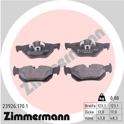 23926.170.1_колодки дисковые !задн. 123x44x17 \ BMW E87/E82/E88/X1 2.0i/3.0i/2.0D 04>