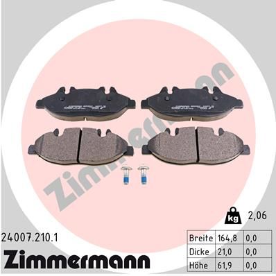 24007.210.1_колодки дисковые !перед. 165x62x21 \ MB Viano W639 3.2/2.2CDi 03>