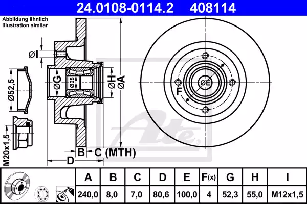 24.0108-0114.2_диск тормозной задний! с подш.и кольц.ABS\Renault Clio/Megane 1.2-2.0i/1.5-2.0DCi 03>