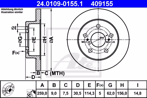 24.0109-0155.1_диск тормозной задний!\ Toyota Auris 1.4/1.6 VVTi 07>