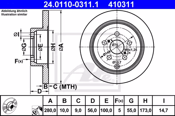 24.0110-0311.1_диск тормозной задний!\ Toyota Avensis 1.8-2.0D-4D 03>