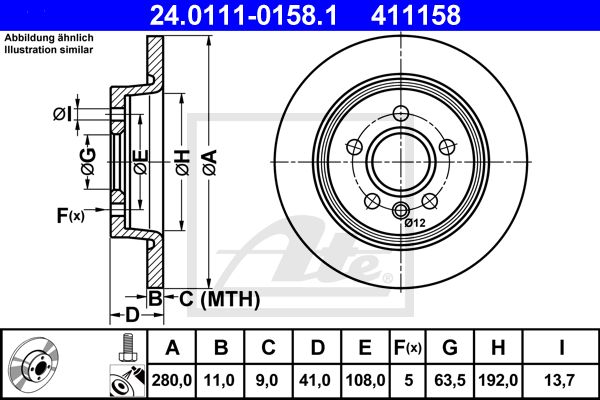 24.0111-0158.1_диск тормозной задний!\ Volvo S40/V50/C30, Ford Focus 1.8-2.4/1.6TDCi 03>