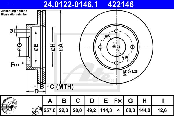 24.0122-0146.1_диск тормозной передний!\ Nissan Primera 1.6/2.0/2.0D 88>