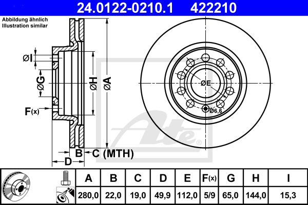 24.0122-0210.1_диск тормозной передний!\ Audi A3, VW Caddy/Golf 04>