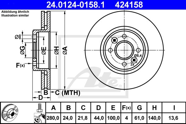 24.0124-0158.1_диск тормозной передний!\ Renault Clio/Megane/Laguna 1.6-2.0/1.9D 96>