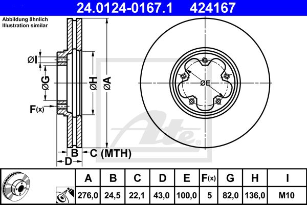 24.0124-0167.1_диск торм. пер. !\ Ford Transit 00>