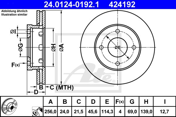 24.0124-0192.1_диск тормозной передний!\ Mitsubishi Colt 1.1-1.5D 04>