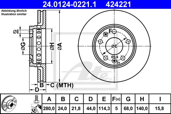 24.0124-0221.1_диск тормозной передний!\ Renault Laguna III/Megane III 1.4-2.0i/1.5-1.9DCi 08>