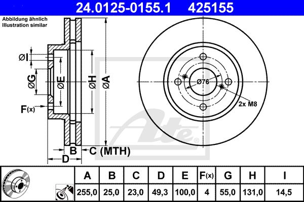 24.0125-0155.1_диск тормозной передний!\ Toyota Corolla 1.4-1.8 02>