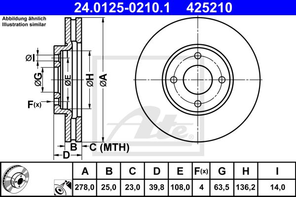 24.0125-0210.1_диск тормозной передний !278x25mm\ Ford EcoSport 14>