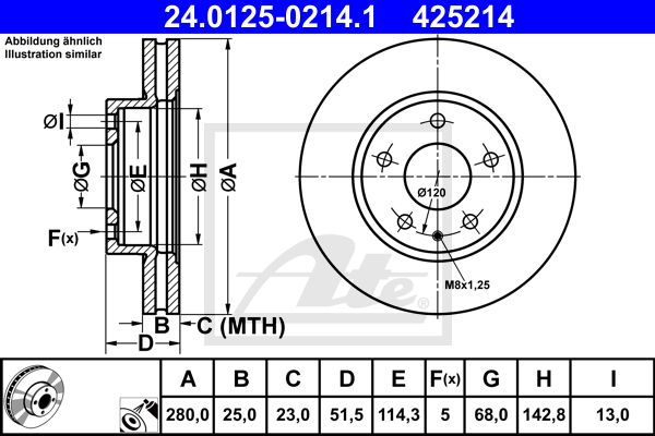 24.0125-0214.1_диск тормозной передний! перфорированный, D=280мм\ Mazda 3 13>