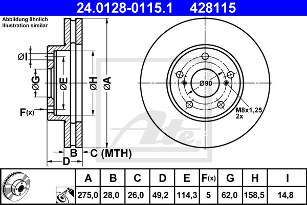 24.0128-0115.1_диск тормозной передний!\ Toyota Camry 3.0i V6 24V VZV10 91>