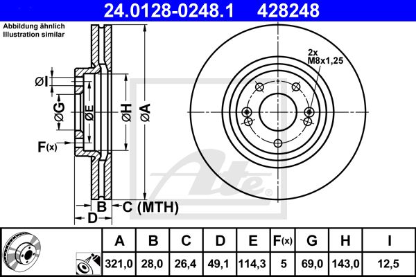 24.0128-0248.1_диск тормозной передний! вентилир.\ Hyundai Santa Fe, KIA Sorento 2.4/2.0D/2.2D 09>