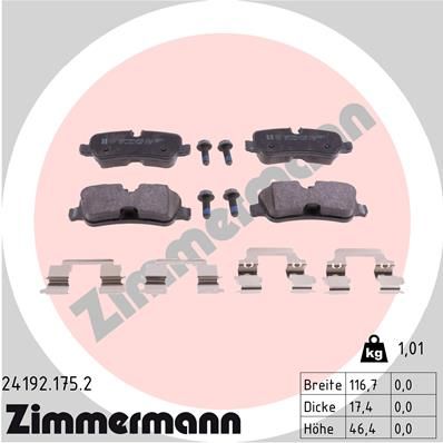 24192.175.2_колодки дисковые !задн. 117x46x17 \ Land Rover Discovery/Range Rover 4.4i/2.7TD 04>