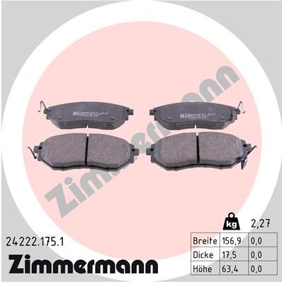 24222.175.1_колодки дисковые !перед. 157x63x18 \ Subaru Legacy 3.0i/Outback 3.0i 03>