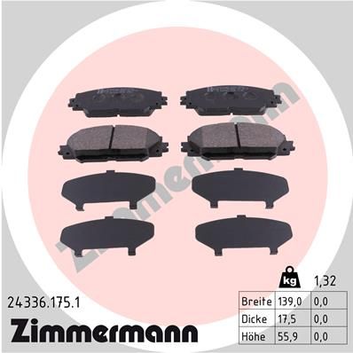 24336.175.1_колодки дисковые !перед. 139x56x18 \ Toyota RAV 4 2.0/2.2D/Auris 1.4-1.6/1.4D 06>