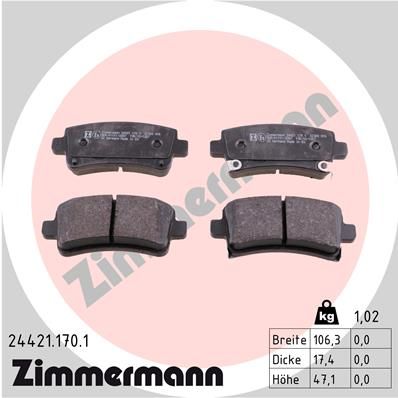 24421.170.1_колодки дисковые !задн. 106x47x17 \ Opel Insignia all 08>