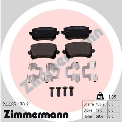 24483.170.2_колодки дисковые !задн. 106x56x17 \ VW Tiguan 1.4TFSi/2.0TDi/2.0TFSi 07>