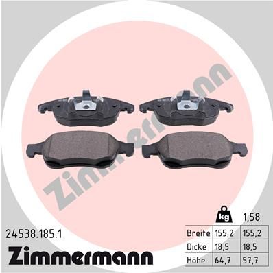 24538.185.1_колодки дисковые !перед. 155x58x18 \ Citroen C4 Picasso 1.6HDi/1.8i 06>