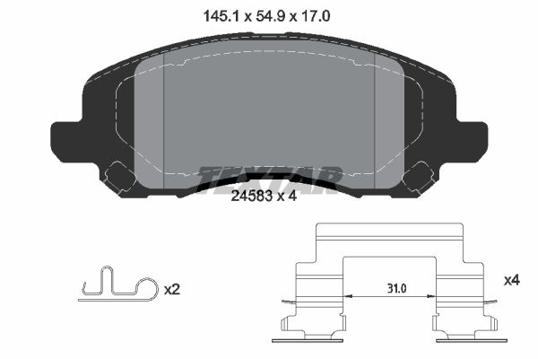 2458301_колодки дисковые передние!\ Dodge Caliber, Jeep Compass 1.8i/2.0/2.4 06>