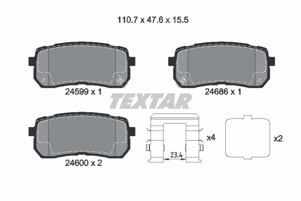 2459904_колодки дисковые з.!\ Kia Carnival, Hyundai ix55 2.7i V6/2.9 CRDi 06>