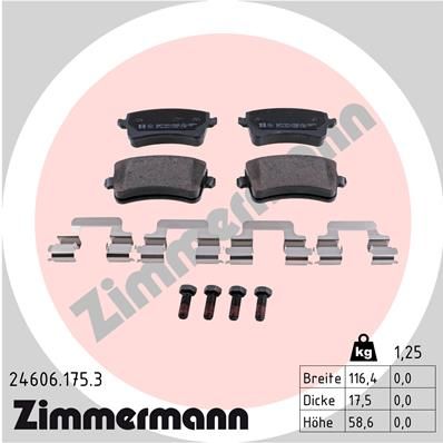 24606.175.3_колодки дисковые !задн. 116x59x18 \ Audi A4/A5/Q5 1.8TFSi/2.0TFSi/3.2FSi/2.0-3.0TDi 07>