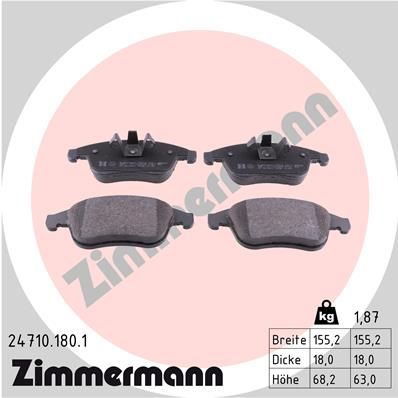 24710.180.1_колодки дисковые !перед. 155x68x18 \ Renault Laguna III 2.0/2.0DCi/3.0/3.5 07>