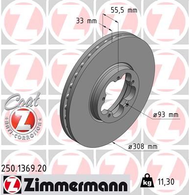 250.1369.20_диск тормозной !перед. 308x33/56-5x111 \ Ford Transit/Transit Custom 2.0d/2.2d 12>