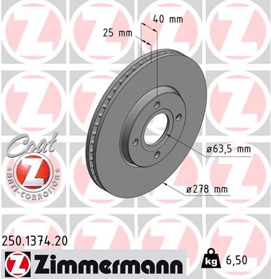 250.1374.20_диск тормозной !перед. 278x25/40-4x108 \ Ford EcoSport 14>