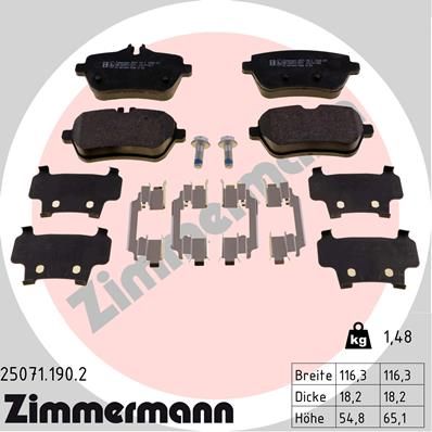 25071.190.2_колодки дисковые !задн. 116x55x18 \ MB W222/A217/C217 13>