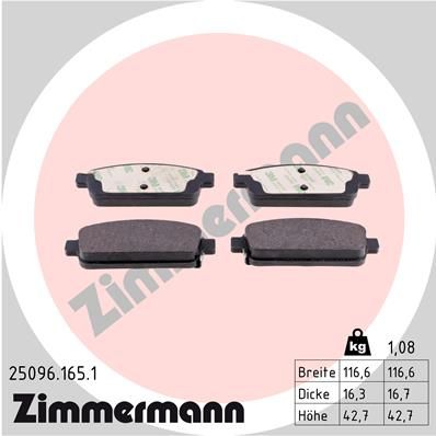 25096.165.1_колодки дисковые !задн. 116x43x16 \ Chevrolet Cruze/Orlando 1.4-2.0 09>