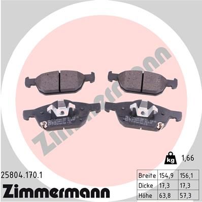 25804.170.1_колодки дисковые !перед. 155x64x17 \ Honda Accord 2.2-2.4i 08>