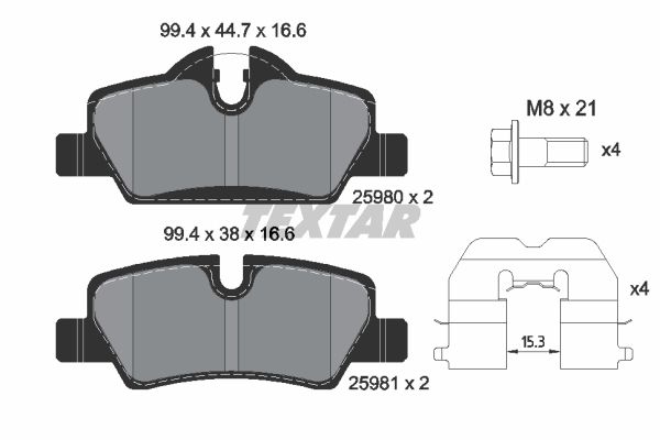 2598001_колодки дисковые задние!\ BMW 2 F45/F43, MINI 13>