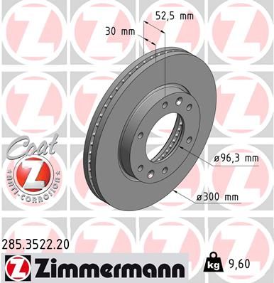 285.3522.20_диск тормозной !перед. 300x30/52-6x140 \ Hyundai H-1 2.5CRDi 08>