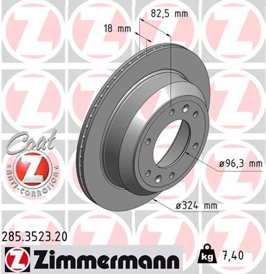 285.3523.20_диск тормозной !задн. 324x18/82-6x140 \ Hyundai H-1 2.5 CRDi 06>