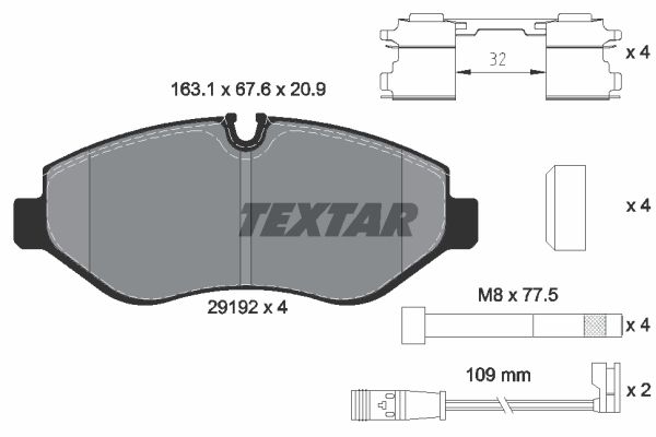 2919202_колодки дисковые передние!\ MB Sprinter/Vito, VW Crafter 2.0-3.5i/TDi 05>