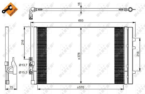 NRF 350036_радиатор кондиционера!\ BMW F25 2.0D 10>