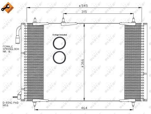 NRF 35836_радиатор кондиционера !\ Peugeot 206 1.1-2.0HDi 98>