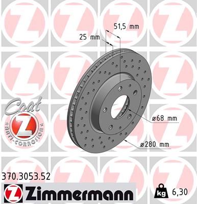 370.3053.52_диск тормозной !Sport перед. 280x25/52-5x114 \ Mazda 3 1.5/1.6 13>