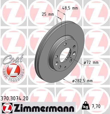 370.3074.20_диск тормозной !перед. 283x25/49-5x114 \ Mazda 6 1.8-2.3/2.0Di 02>