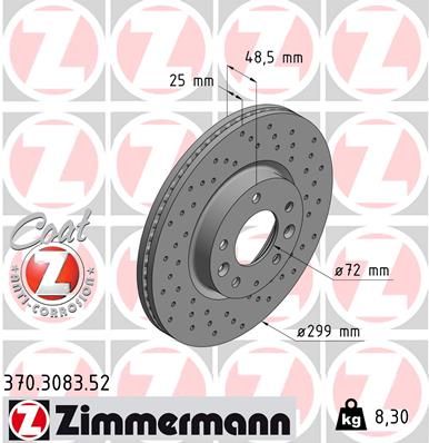 370.3083.52_диск тормозной !Sport перед. 299x25/48-5x114 \ Mazda 6 Gh 1.8/2.0/2.0D/2.2D/2.5 07>