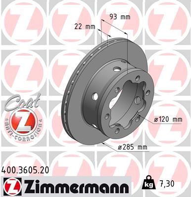 400.3605.20_диск тормозной !задн. 285x22/93-6x145 \Omn MB,VW Sprinter/LT 408-414