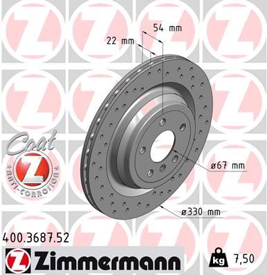 400.3687.52_диск тормозной !Sport задн. 330x22/54-5x112 \ MB ML III (W166) 2.5-4.0 11>