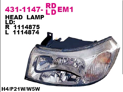 431-1147L-LD-EM1_фара левая! электр.\ Ford Transit 00>