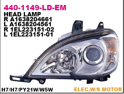 440-1149R-LD-EM_фара правая! электр.\ MB W163 M-Class all 01-05