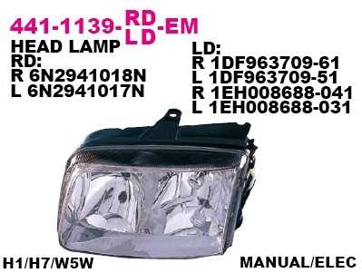 441-1139R-LD-EM_фара правая!\ VW Polo 99-02