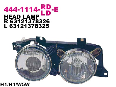 444-1114L-LD-E_фара левая!\ BMW 5-serie E34 all models 09/88-97