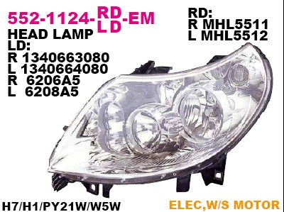 552-1124L-LD-EM_фара левая! электр.\ Citroen Jumper, Fiat Ducato all 05/06>